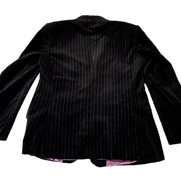 7 Diamonds Men's Vintage Distressed Black Velvet Pinstriped Jacket; Size 42‎ - Picture 2 of 10